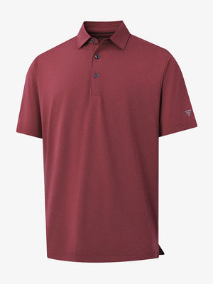3D rendering of WINE 4 Way Stretch Jacquard Polo highlighting fabric structure and stretch weave