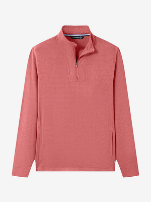 Heather Brushed Rib Knit Quarter Zip with 2 Pockets