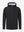 Water-resistant heat-tech softshell winter jacket with hood in black, clean 3D front view.