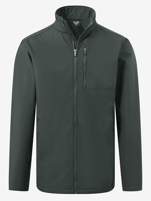 Winter thermal outdoor water resistant fleece jacket in grey, front 3D view highlighting clean structure and fabric