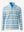 Front 3D view of Full print lightweight quarter zip pullover in blue ethnic with vivid pattern