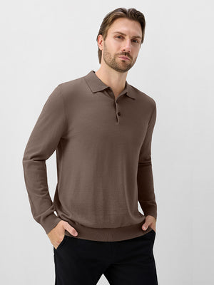 Pure Merino Wool Knit Sweater Polo Shirts