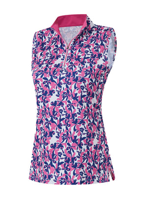Women's Sleeveless Q-Zip Print Golf Shirts