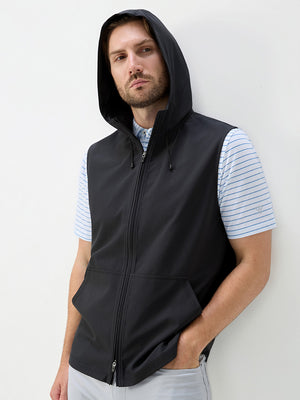 Water Resistant Sleeveless Hooded Jacket With Pockets