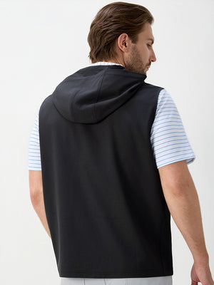 Water Resistant Sleeveless Hooded Jacket With Pockets