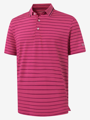 Non-Curl Ribbed Collar Striped Polo Shirts