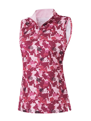 Women's Sleeveless Q-Zip Print Golf Shirts