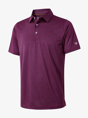 3D view of MAROON STRIPE Cooling Stripe Golf Shirt, highlighting structure and design