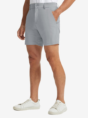 Front lower body view of Quick Dry Casual Shorts with 4 Pockets in Light Grey, neat athletic cut.