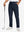 Lightweight flat front casual trousers in navy, front lower-body view with a clean tailored fit.