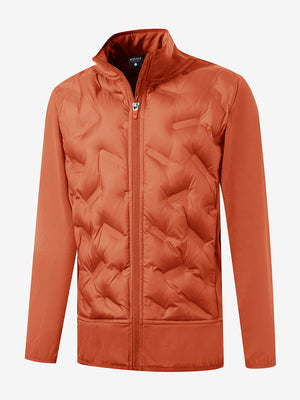 Clean 3D front view of boys windproof puffer jacket with pockets, showcasing shape in orange.