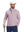 Front upper body view of model holding a golf club in red two tone pique cotton blend q-zip