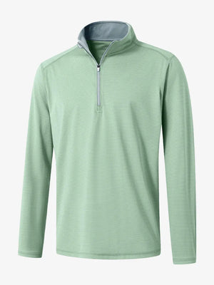 3D rendering of the Pinstripe Quarter Zip Pullover showcasing structure and design – BERYL GREEN MELANGE