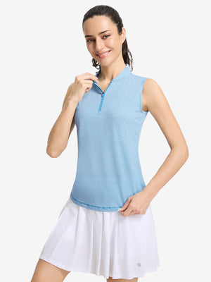 Women's 4-Way Stretch Q-Zip Pin Striped Golf Shirts