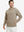 Model front upper body, one hand in pocket, wearing texture solid hoodies pullover, light brown heather.