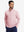 Front upper body shot of model in pink two tone pique cotton blend q-zip