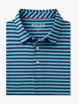 3D rendering of the Navy Blue Yarn Dyed Stripe Polo with classic stripe texture