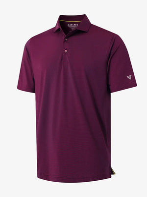 Folded MAROON STRIPE PINSTRIPE Pinstripe Jersey Performance Polo neatly displayed								
