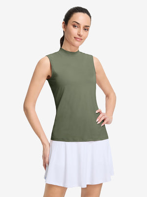 Women's Moisture-Wicking Mock Neck Sleeveless Golf Tops