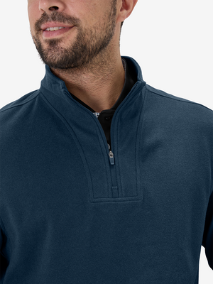 Heather Brushed Rib Knit Quarter Zip with 2 Pockets