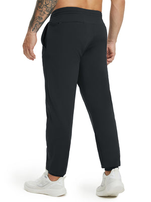 Water Resistant Comfy Fleece Golf Joggers in black, front lower body fit view