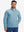 Model wearing winter thermal outdoor water resistant fleece jacket, hand in side pocket, relaxed fit in misty blue