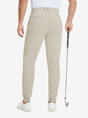 Lightweight Ankle-Zip Sweatpants with 4 Pockets in khaki light, front lower body fit view