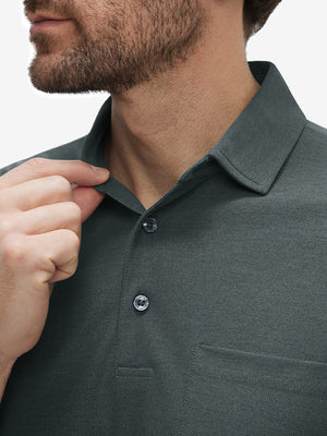 Moisture Wicking Heather Chest Pocket Golf Shirts