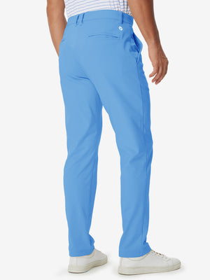 Golf Lightweight Fleece Lined Dress Pants in sky blue, front lower body fit view