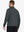 Full-body front view of model wearing DARK GREY HEATHER Quarter Zip Melange Pullover with backpack, sporty casual look.