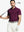 Model in MAROON STRIPE PINSTRIPE Pinstripe Jersey Performance Polo holding golf club, front half-body view								
