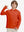 Front upper body view of youth long sleeve hoodied with kangaroo pocket in orange, casual fit.