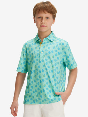 Youth Print Stretch Lightweight Polo Shirts