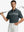 Half-body front view of model holding golf club wearing DARK GREY Stylish Chest Print Snap Polo