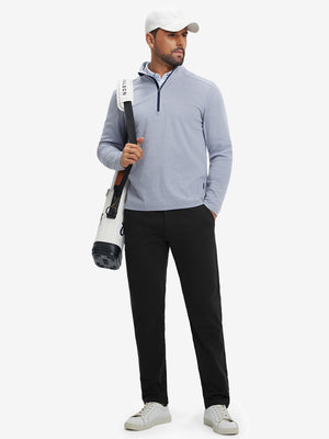 Full body front view of model wearing Golf Lightweight Fleece Lined Dress Pants in black