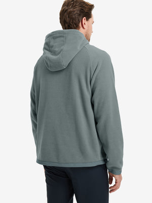 Back angle of the Polar Fleece Sweatshirt in Smoky Gray, model turns head slightly for casual style.