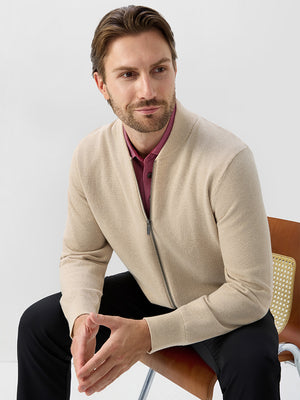 Wool Full Zip Sweater Bomber Jackets