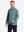 Half-body front shot, model holding golf club in DARK GREEN MELANGE Moisture Wicking Quarter Zip Pullover.