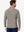 Model back upper body effect display, dry fit athletic 1/4 zip sweatshirt in taupe heather