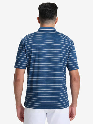 Non-Curl Ribbed Collar Striped Polo Shirts