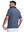 Back half-body shot of model wearing the blue quick dry jacquard ribbed collar golf shirt