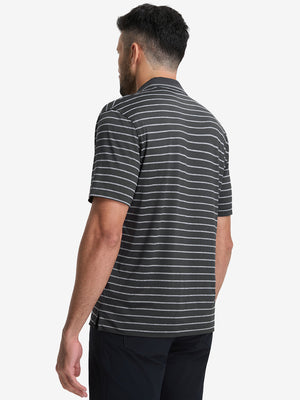 Non-Curl Ribbed Collar Striped Polo Shirts