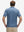Back upper body view of model in Performance quick dry print golf polos with subtle light blue navy circles tone