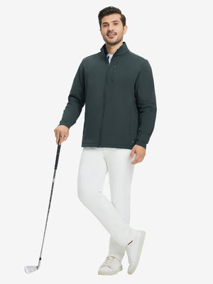 Lightweight casual fleece jacket with 5 pockets, dark grey, full body golf scenes with clubs