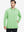 Model with one hand in pocket, wearing classic heather pullover hoodie in light green melange, relaxed look.