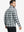 Back upper body of Full print lightweight quarter zip pullover with smooth retro grey plaid finish