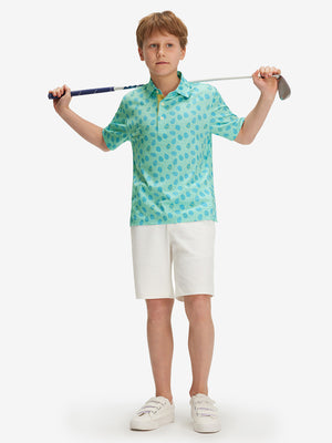 Youth Print Stretch Lightweight Polo Shirts