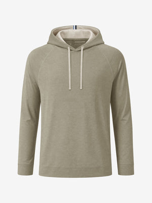 3d digital rendering of the garment, heather midlayer golf hoodies in taupe heather
