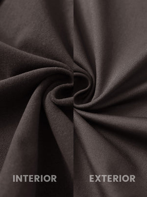 Close-up fabric detail of women's lightweight slim-fit puffer vest, smooth texture and coffee brown finish