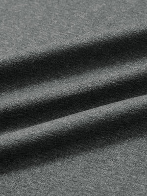 Close-up of classic heather pullover hoodies with 2 pocket fabric in grey melange, soft knit texture